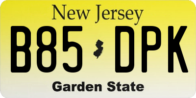 NJ license plate B85DPK