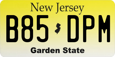 NJ license plate B85DPM