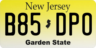 NJ license plate B85DPO