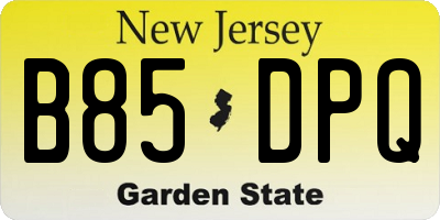 NJ license plate B85DPQ