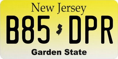 NJ license plate B85DPR