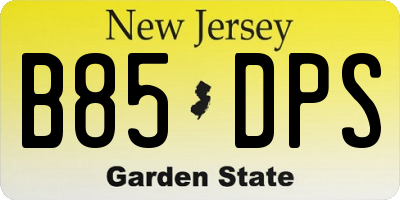 NJ license plate B85DPS