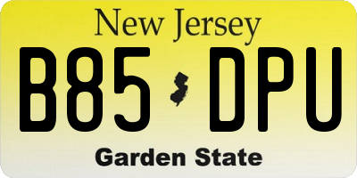 NJ license plate B85DPU