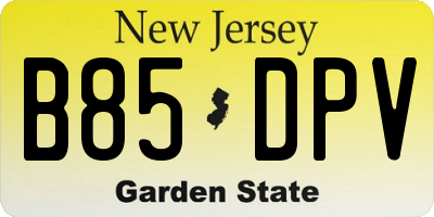 NJ license plate B85DPV