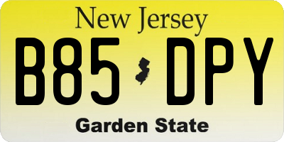 NJ license plate B85DPY