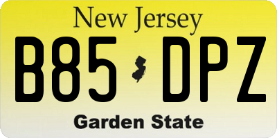 NJ license plate B85DPZ