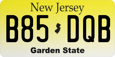 NJ license plate B85DQB