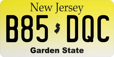 NJ license plate B85DQC