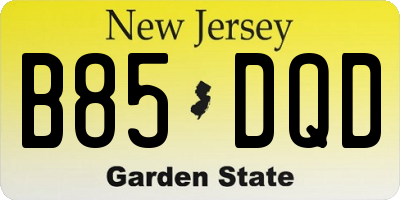 NJ license plate B85DQD