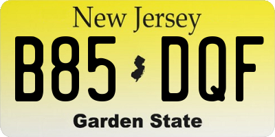 NJ license plate B85DQF