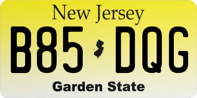 NJ license plate B85DQG