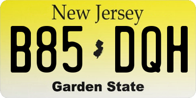 NJ license plate B85DQH