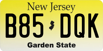 NJ license plate B85DQK