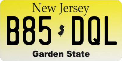 NJ license plate B85DQL