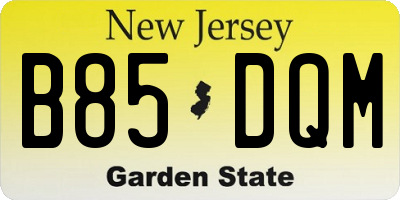 NJ license plate B85DQM