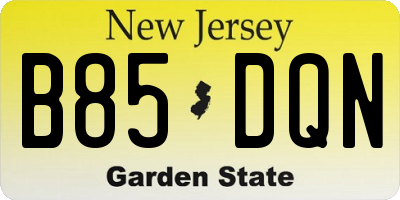 NJ license plate B85DQN