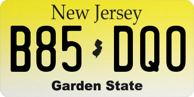 NJ license plate B85DQO