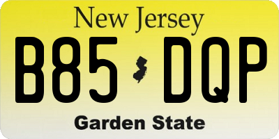 NJ license plate B85DQP