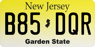 NJ license plate B85DQR