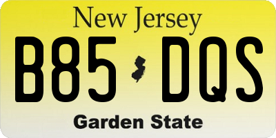 NJ license plate B85DQS