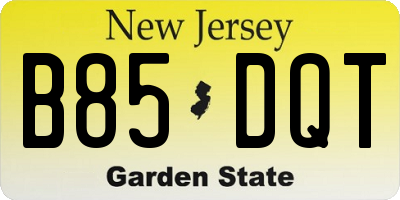 NJ license plate B85DQT