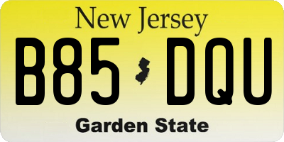 NJ license plate B85DQU