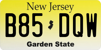 NJ license plate B85DQW