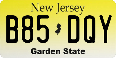 NJ license plate B85DQY