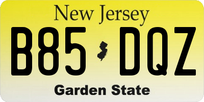 NJ license plate B85DQZ