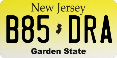 NJ license plate B85DRA
