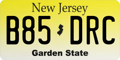 NJ license plate B85DRC