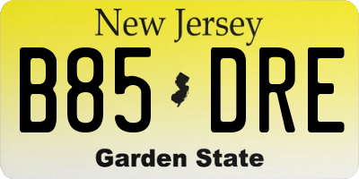 NJ license plate B85DRE