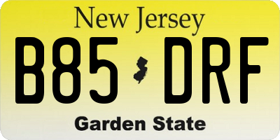 NJ license plate B85DRF