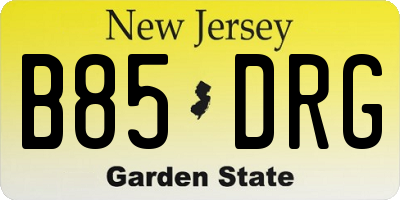 NJ license plate B85DRG