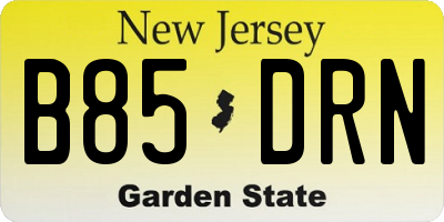 NJ license plate B85DRN