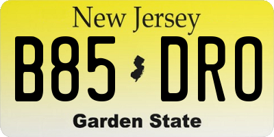 NJ license plate B85DRO
