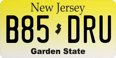 NJ license plate B85DRU