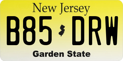NJ license plate B85DRW