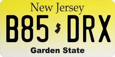 NJ license plate B85DRX