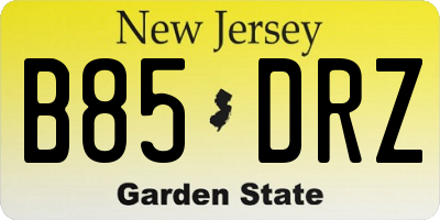 NJ license plate B85DRZ