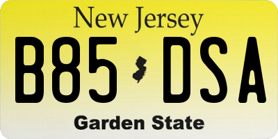 NJ license plate B85DSA