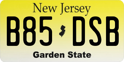 NJ license plate B85DSB