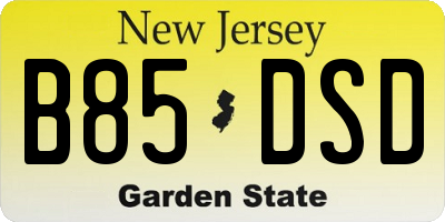 NJ license plate B85DSD