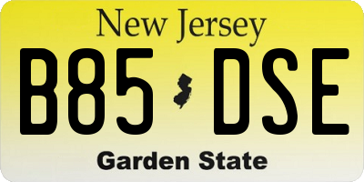 NJ license plate B85DSE