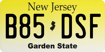 NJ license plate B85DSF