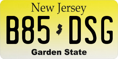 NJ license plate B85DSG