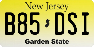 NJ license plate B85DSI