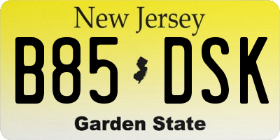 NJ license plate B85DSK