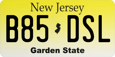 NJ license plate B85DSL