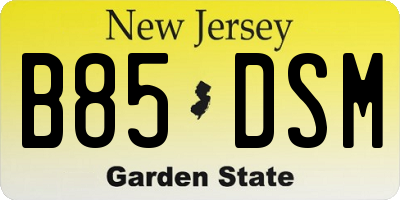 NJ license plate B85DSM